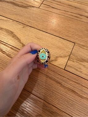 Gold-Tone Evil Eye Statement Ring with Turquoise Center